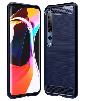 Carbon Fibre Series Shockproof Armor Back Cover for Xiaomi Mi 10 5G, Mi 10 Pro 6.67 inch, Blue