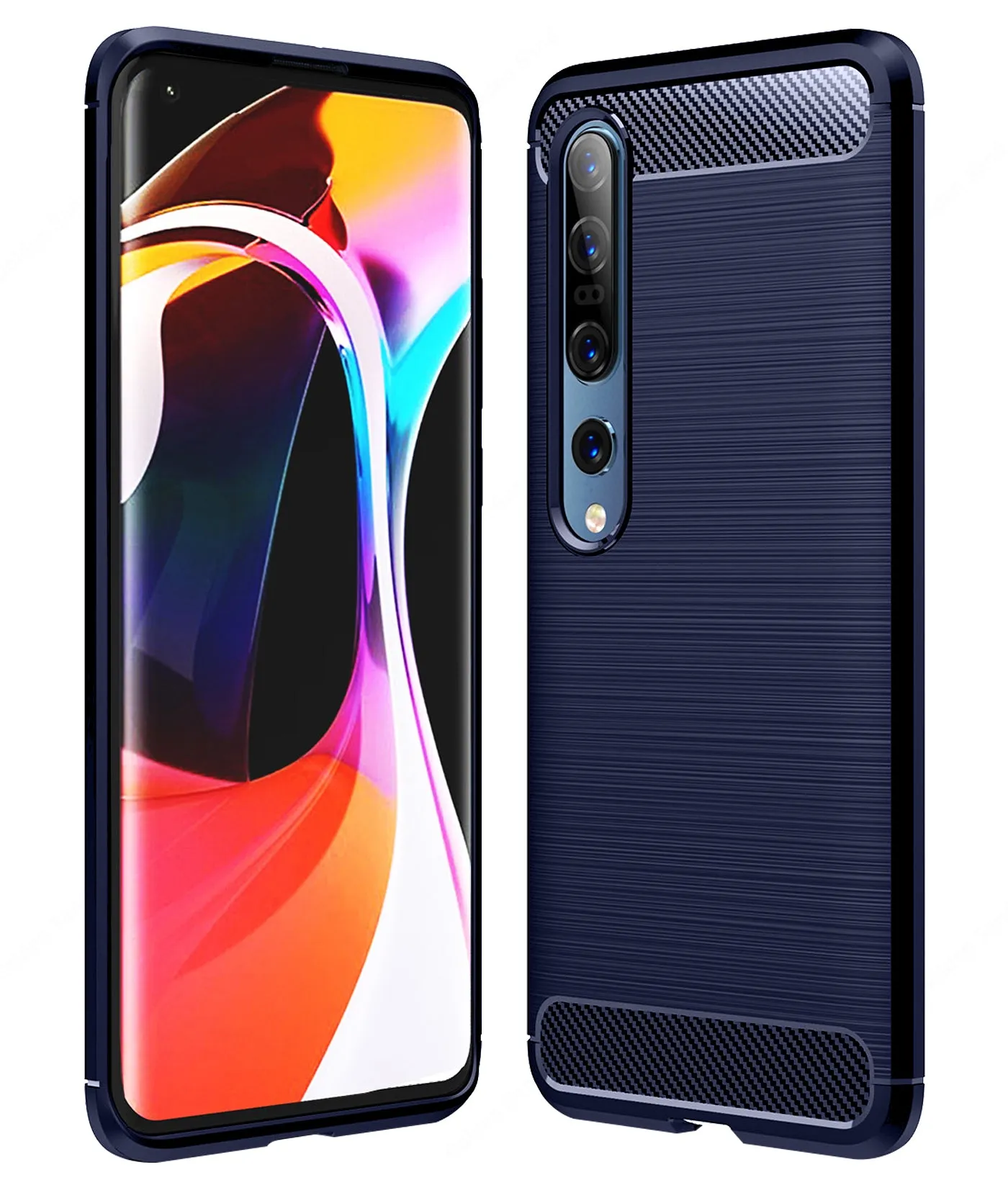 Carbon Fibre Series Shockproof Armor Back Cover for Xiaomi Mi 10 5G, Mi 10 Pro 6.67 inch, Blue