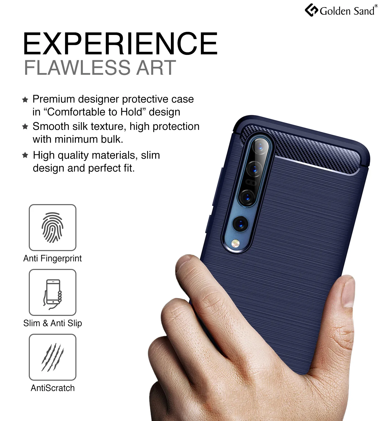 Carbon Fibre Series Shockproof Armor Back Cover for Xiaomi Mi 10 5G, Mi 10 Pro 6.67 inch, Blue