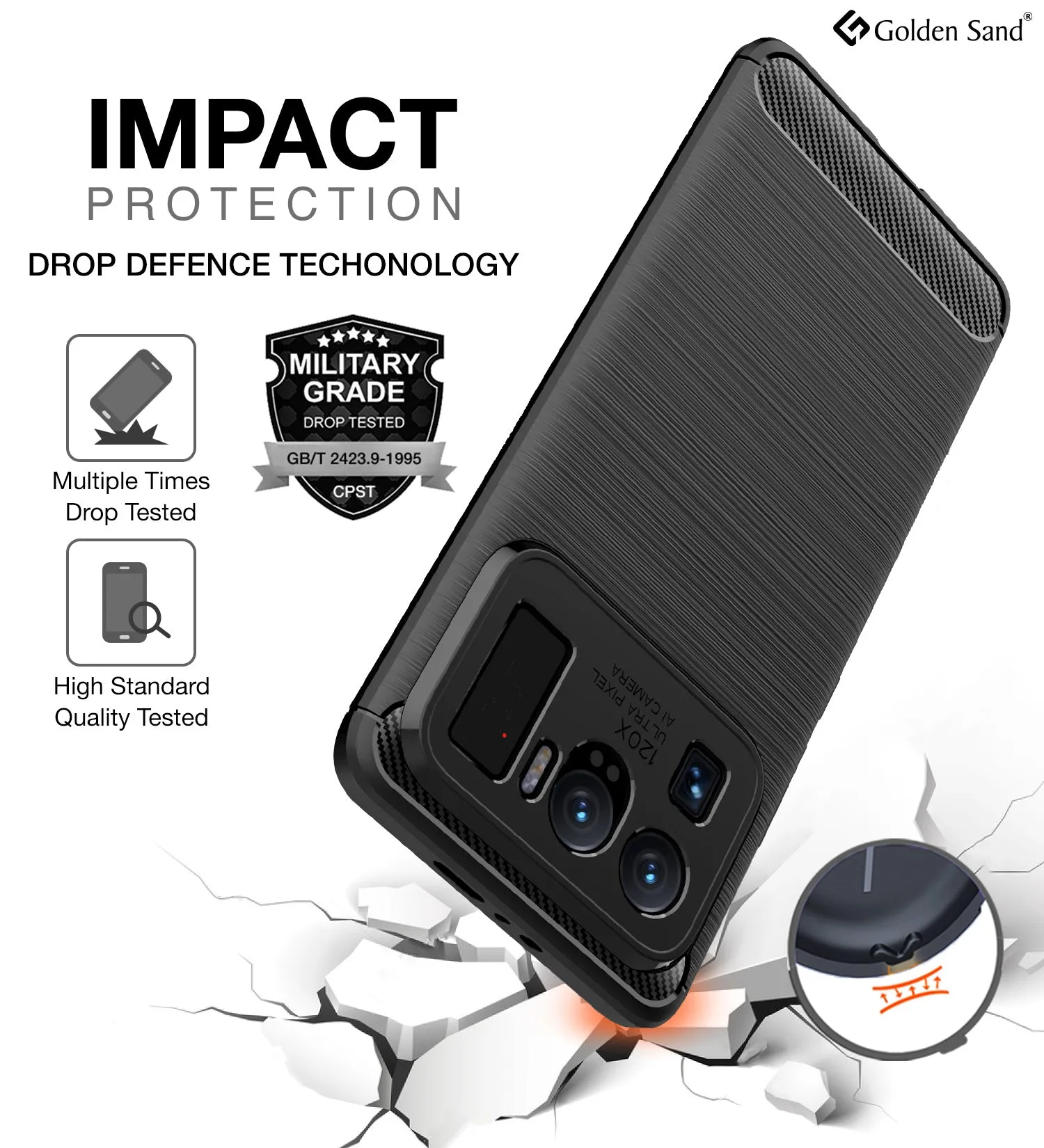 Carbon Fibre Series Shockproof Armor Back Cover for Xiaomi Mi 11 Ultra, 6.81 inch, Black