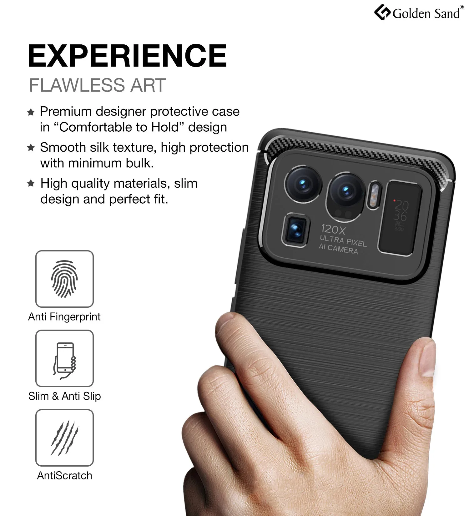 Carbon Fibre Series Shockproof Armor Back Cover for Xiaomi Mi 11 Ultra, 6.81 inch, Black