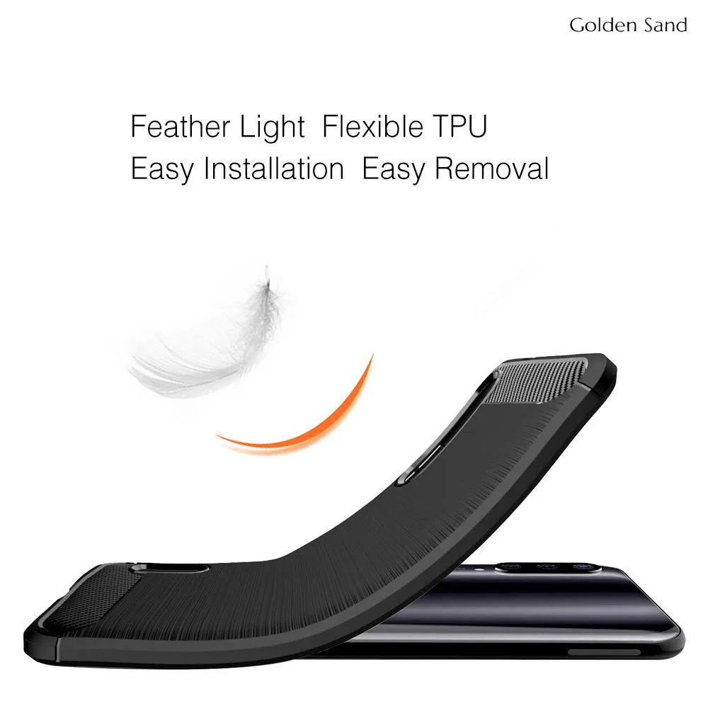 Carbon Fibre Series Shockproof Armor Back Cover for Xiaomi Mi A3 6.1 inch, Black