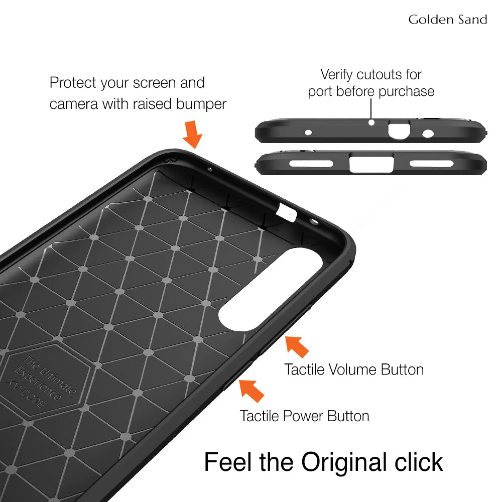 Carbon Fibre Series Shockproof Armor Back Cover for Xiaomi Mi A3 6.1 inch, Black