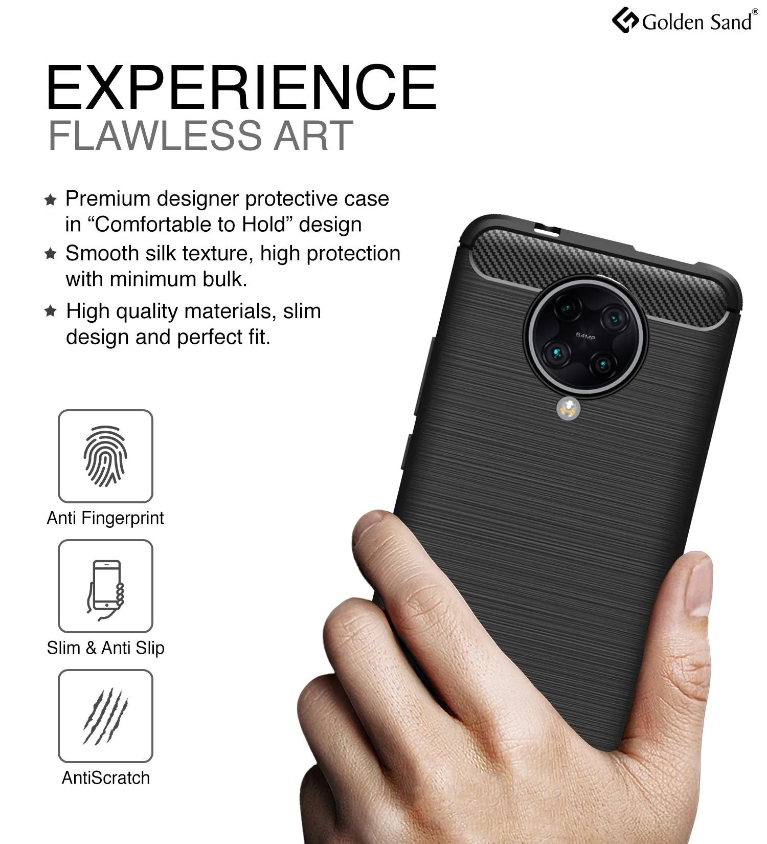 Carbon Fibre Series Shockproof Armor Back Cover for Xiaomi Poco F2 Pro 6.67 inch, Black