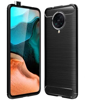 Carbon Fibre Series Shockproof Armor Back Cover for Xiaomi Poco F2 Pro 6.67 inch, Black