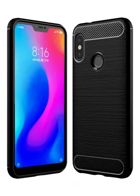 Carbon Fibre Series Shockproof Armor Back Cover for Xiaomi Redmi 6 Pro 5.84 inch, Black