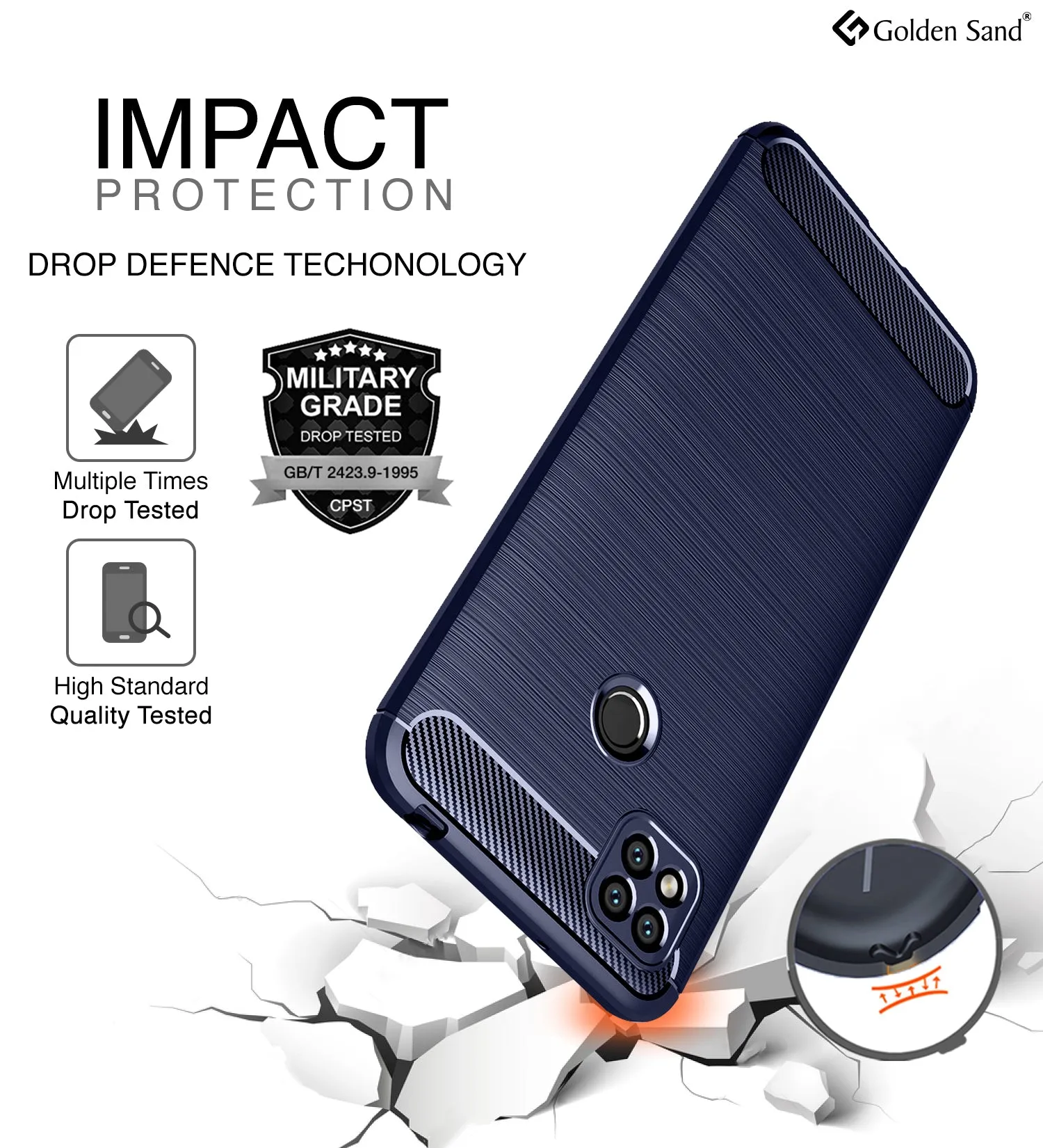 Carbon Fibre Series Shockproof Armor Back Cover for Xiaomi Redmi 9, 6.53 inch, Blue