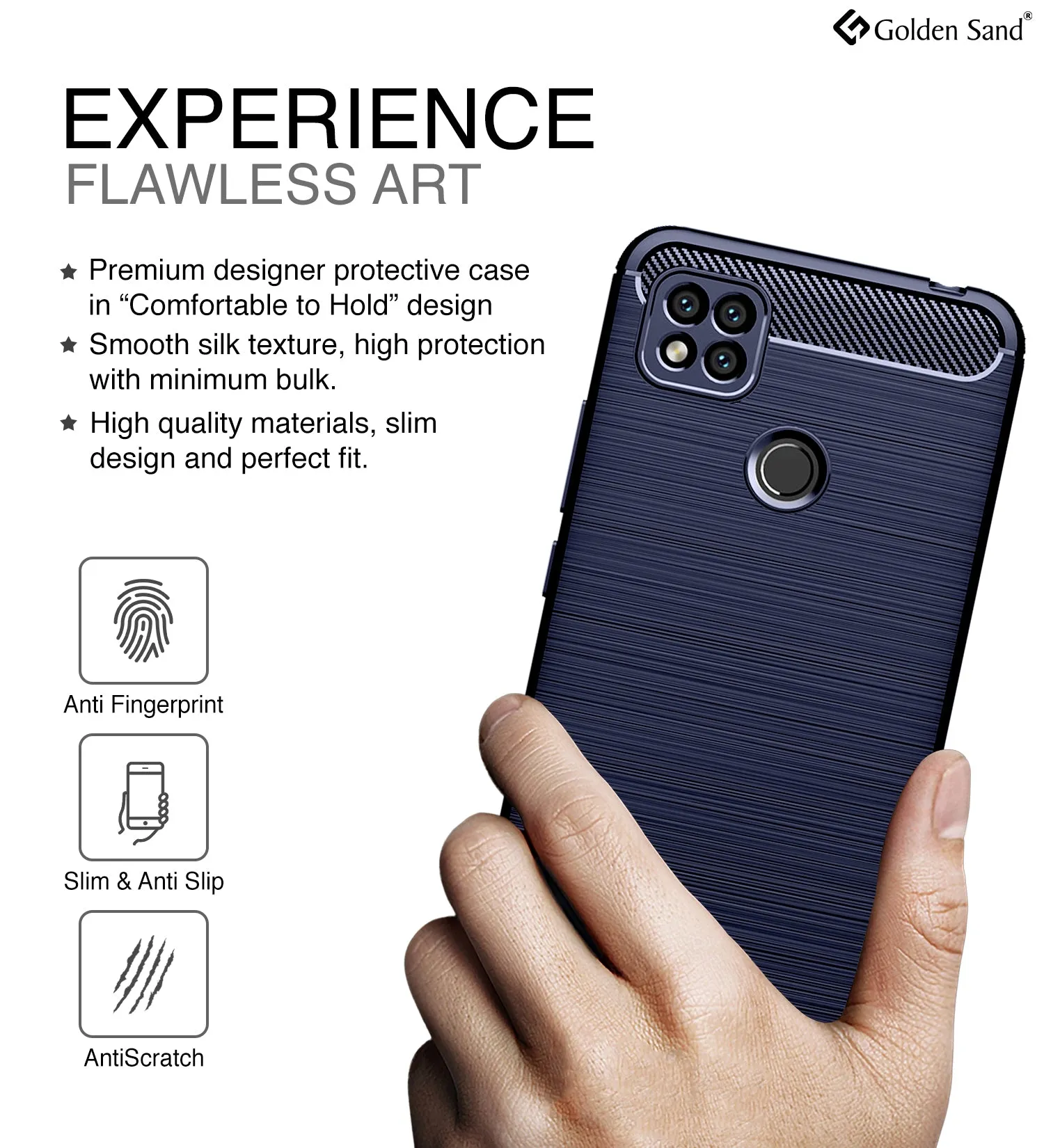Carbon Fibre Series Shockproof Armor Back Cover for Xiaomi Redmi 9, 6.53 inch, Blue