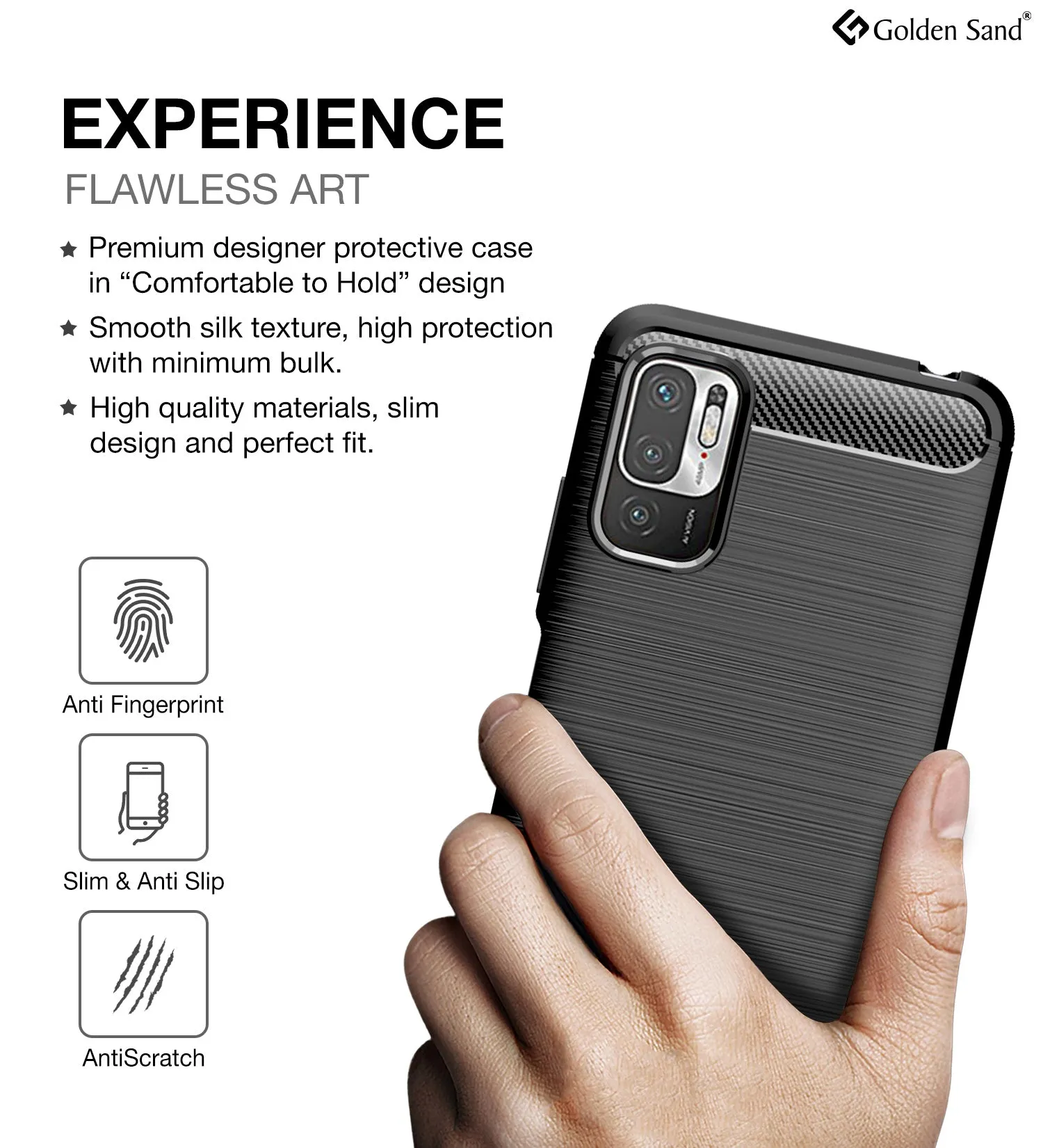 Carbon Fibre Series Shockproof Armor Back Cover for Xiaomi Redmi Note 10T 5G, Poco M3 Pro 5G, 6.5 inch, Black