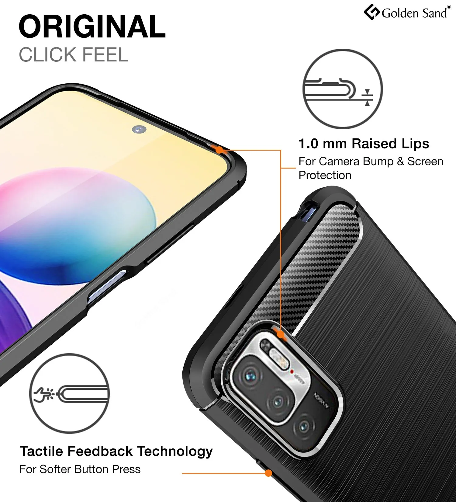 Carbon Fibre Series Shockproof Armor Back Cover for Xiaomi Redmi Note 10T 5G, Poco M3 Pro 5G, 6.5 inch, Black