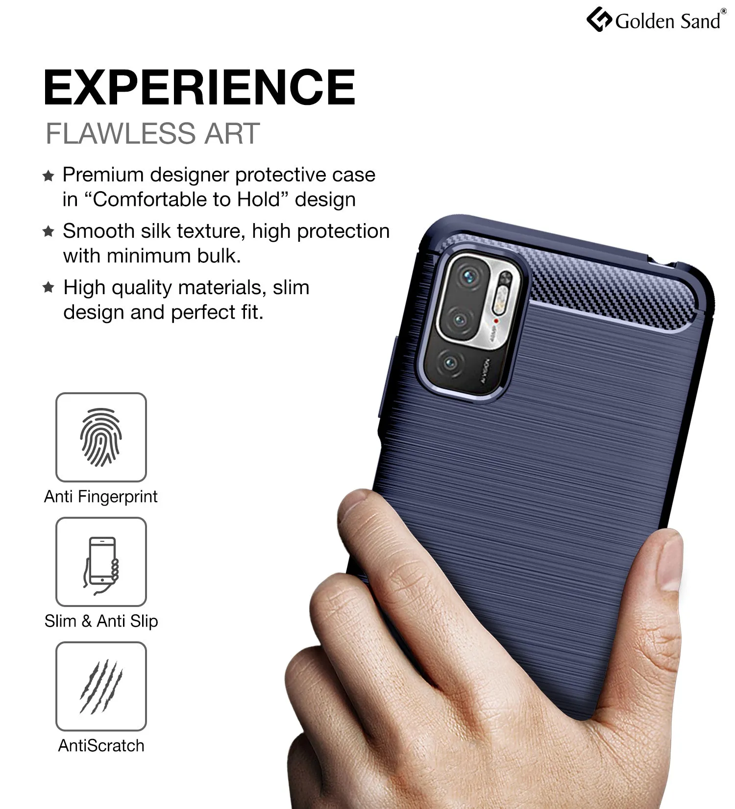 Carbon Fibre Series Shockproof Armor Back Cover for Xiaomi Redmi Note 10T 5G, Poco M3 Pro 5G, 6.5 inch, Blue