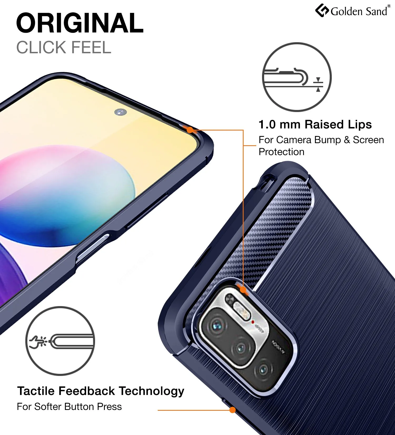Carbon Fibre Series Shockproof Armor Back Cover for Xiaomi Redmi Note 10T 5G, Poco M3 Pro 5G, 6.5 inch, Blue