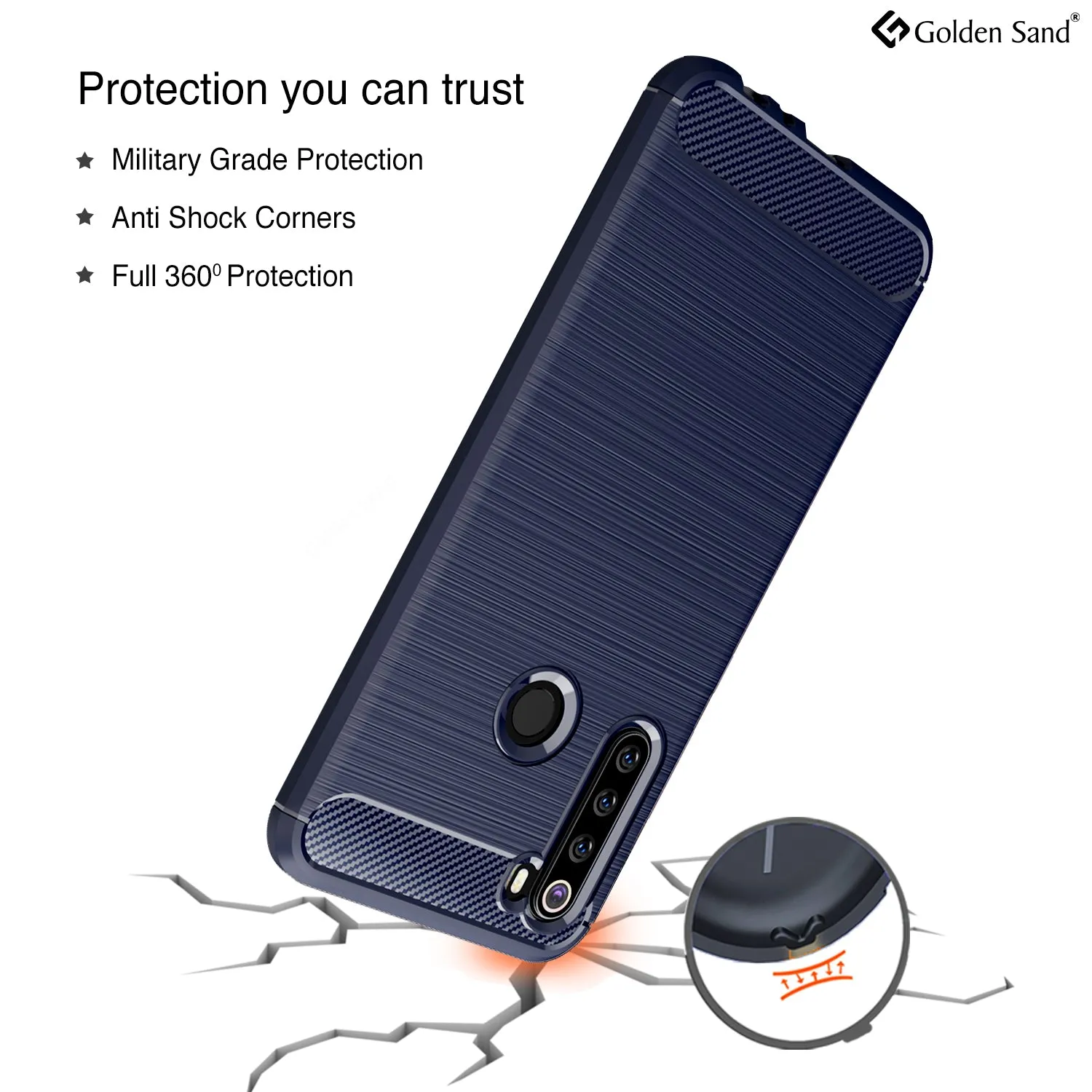 Carbon Fibre Series Shockproof Armor Back Cover for Xiaomi Redmi Note 8 6.3 inch, Blue