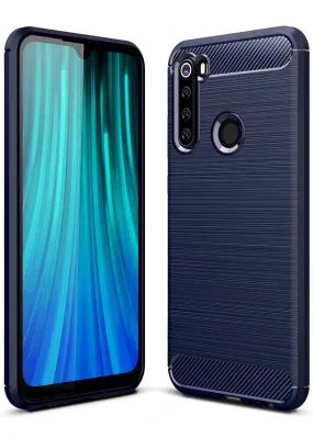 Carbon Fibre Series Shockproof Armor Back Cover for Xiaomi Redmi Note 8 6.3 inch, Blue