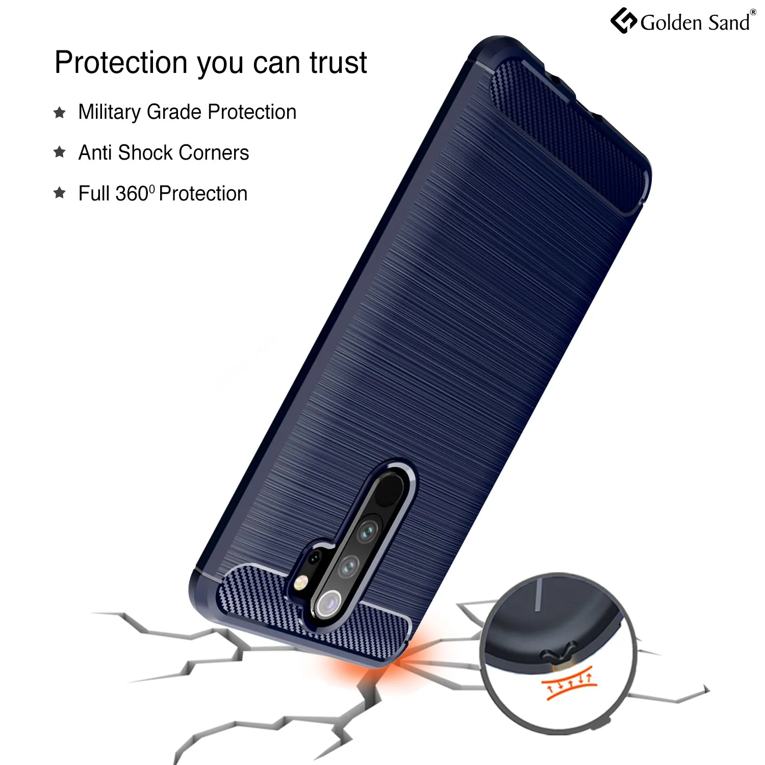 Carbon Fibre Series Shockproof Armor Back Cover for Xiaomi Redmi Note 8 Pro 6.53 inch, Blue