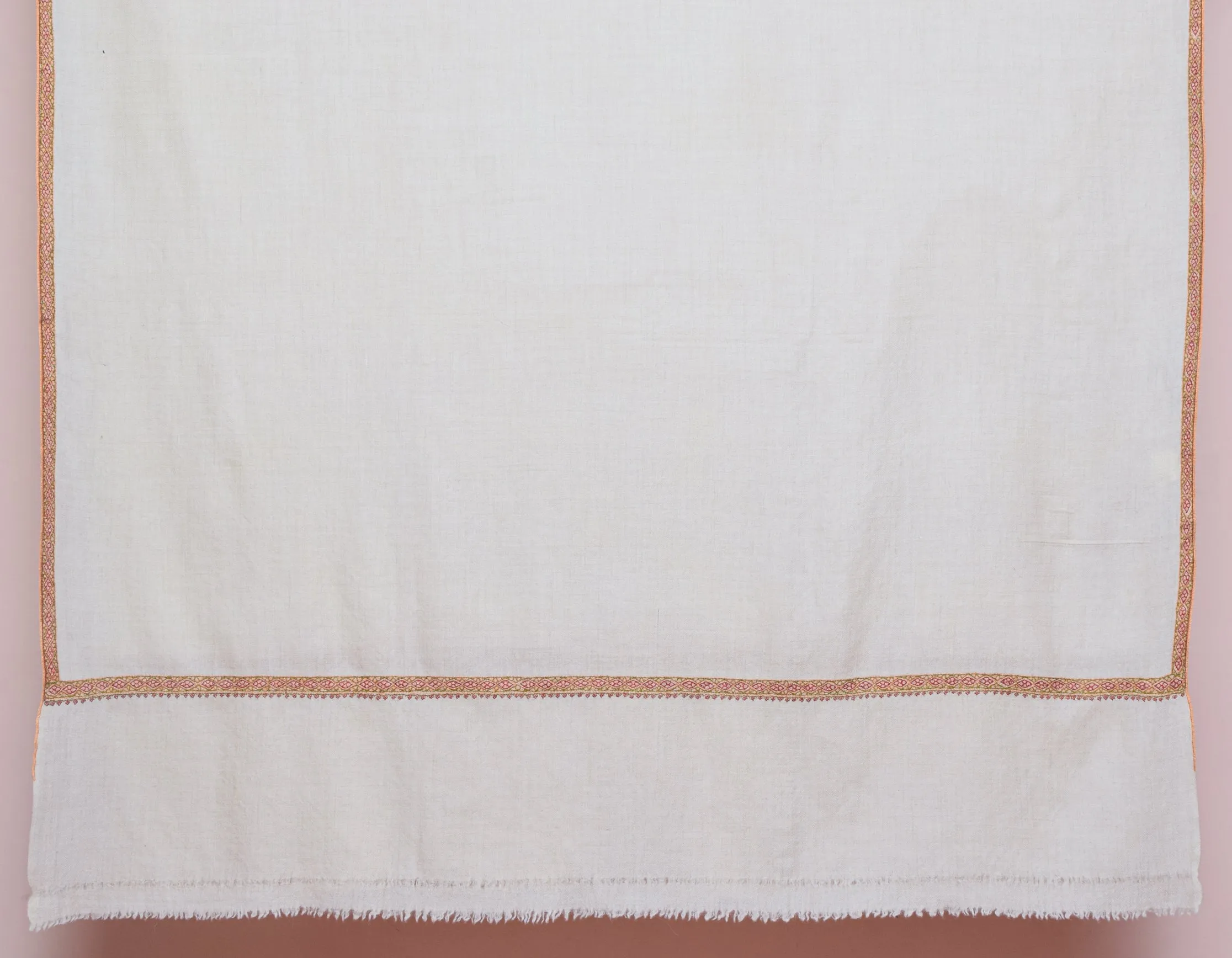 Classic Cream Handwoven Sozni Embroidered Cashmere Pashmina Shawl