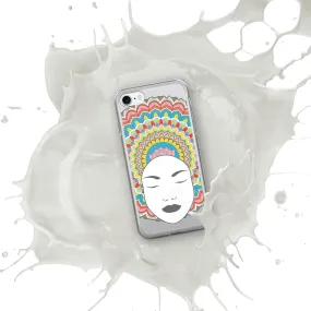 Clear iPhone Case with multi-colored Afro centric Woman with a Mandala in her hair - Great gift for the fashion guru in your family