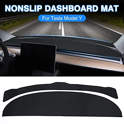 Custom Fit for Dash Cover Mat Tesla Model Y 2020 2021 2022 Interior Accessories Ice Fabric Nonslip Dashboard Mat No Glare Windshield Protector Black
