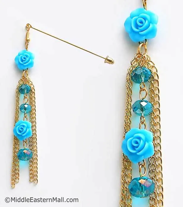 Double Rose Hijab Pin in #21 Blue