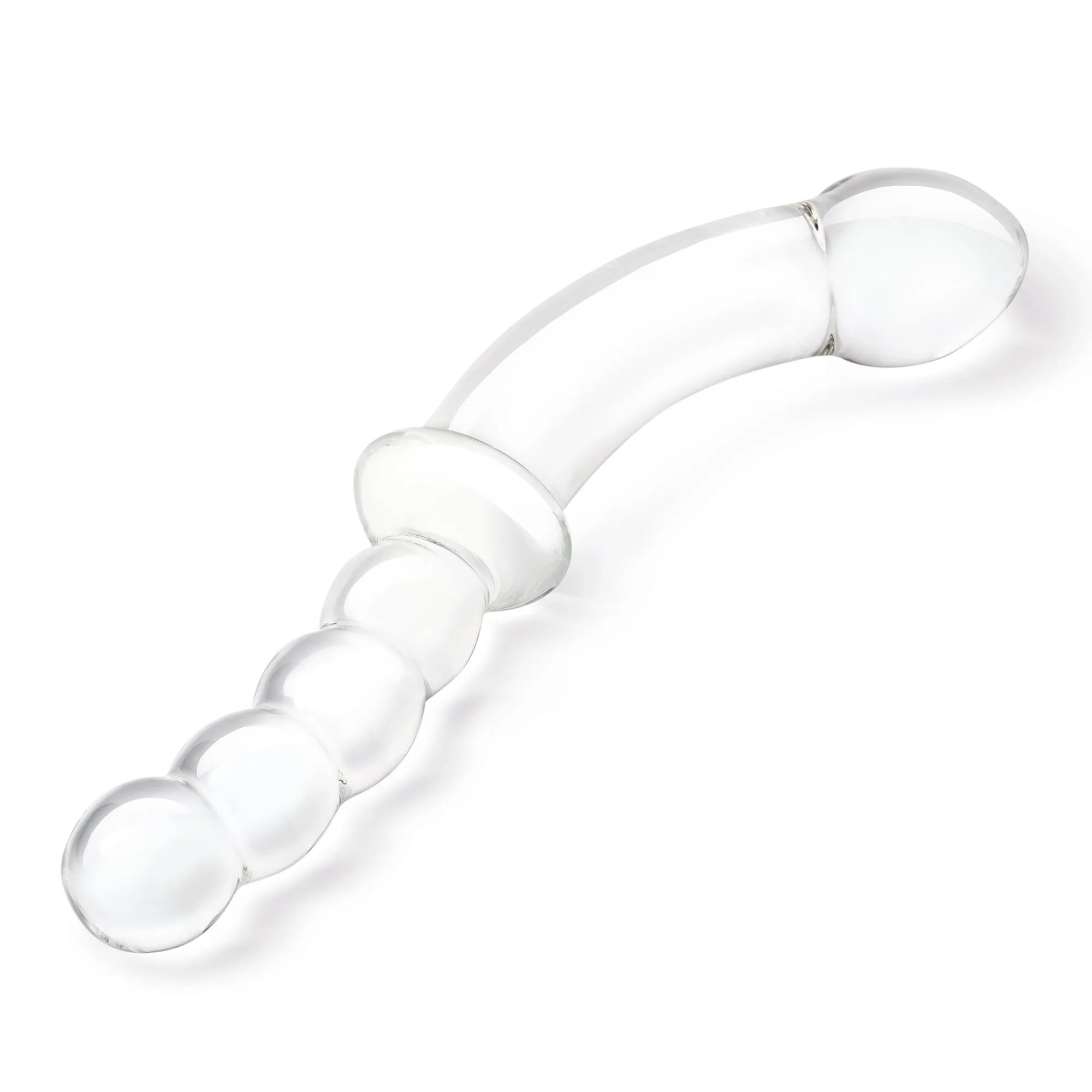 Double Sided Curved Dildo With Anal Beads