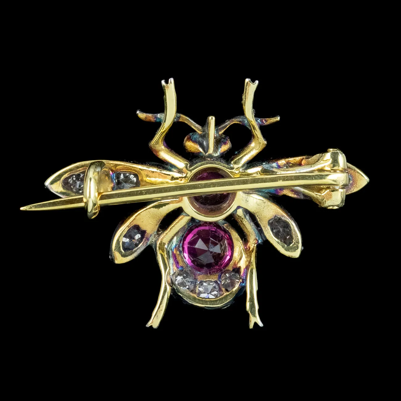Edwardian Style Ruby Diamond Bee Brooch Silver 18ct Gold