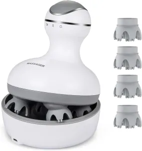 Electric Scalp Massager Portable Handheld with Tissue Kneading 84 Nodes Gifts Idea Stress Release Full Body Massage for Muscles Back Shoulder Calf Pain (White-Grey)