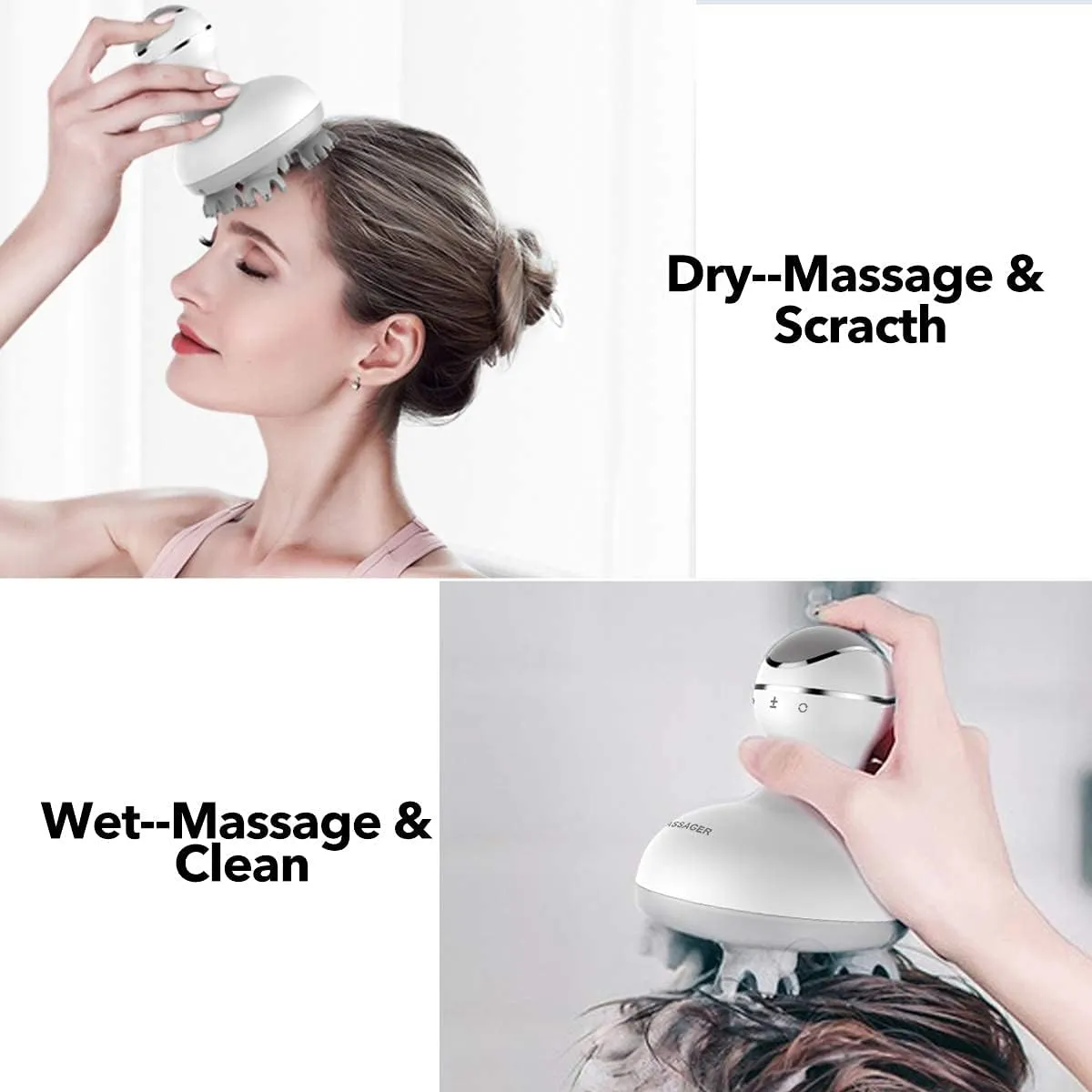 Electric Scalp Massager Portable Handheld with Tissue Kneading 84 Nodes Gifts Idea Stress Release Full Body Massage for Muscles Back Shoulder Calf Pain (White-Grey)