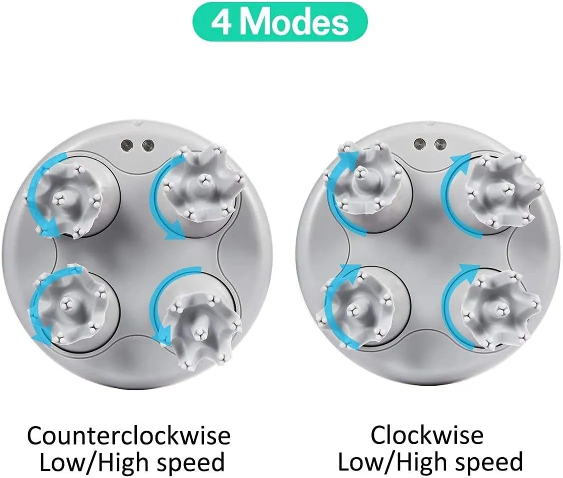 Electric Scalp Massager Portable Handheld with Tissue Kneading 84 Nodes Gifts Idea Stress Release Full Body Massage for Muscles Back Shoulder Calf Pain (White-Grey)