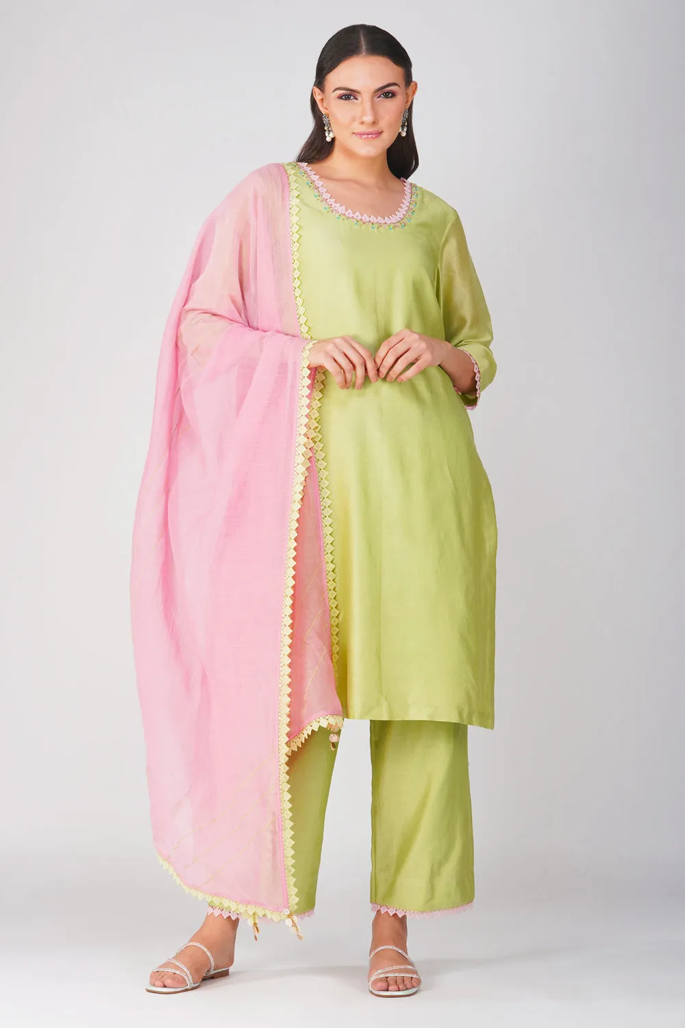 Embroidered Kurta Set with Dupatta