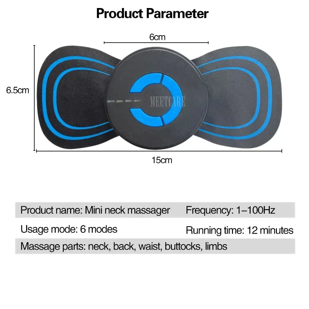 EMS Cervical Spine Neck Massager with Mini Stickers – 6-Mode Vibration Muscle Body Massager for Pain Relief