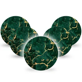 ExpressionMed OverPatch Green & Gold Marble Adhesive Patch Freestyle Libre 2 or 3