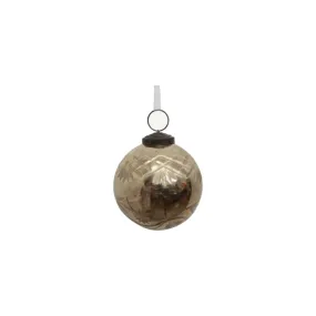 French Country Etched Glass Bauble Gold 8cm