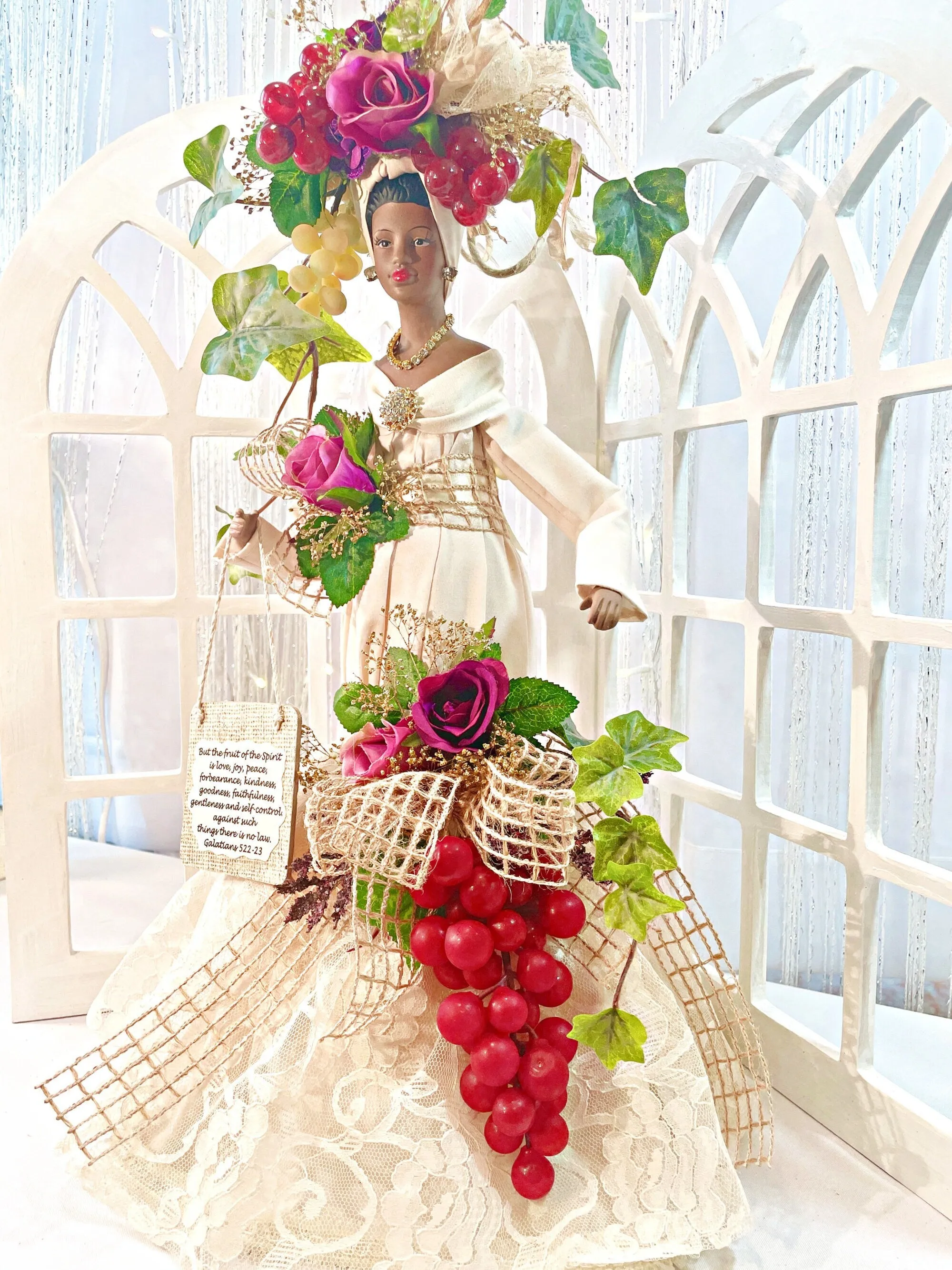 Fruit Of The Spirit Black Collectible Art Doll, Scripture Art Decor, African American Inspirational Gift For Her For Mothers Day, OOAK Art
