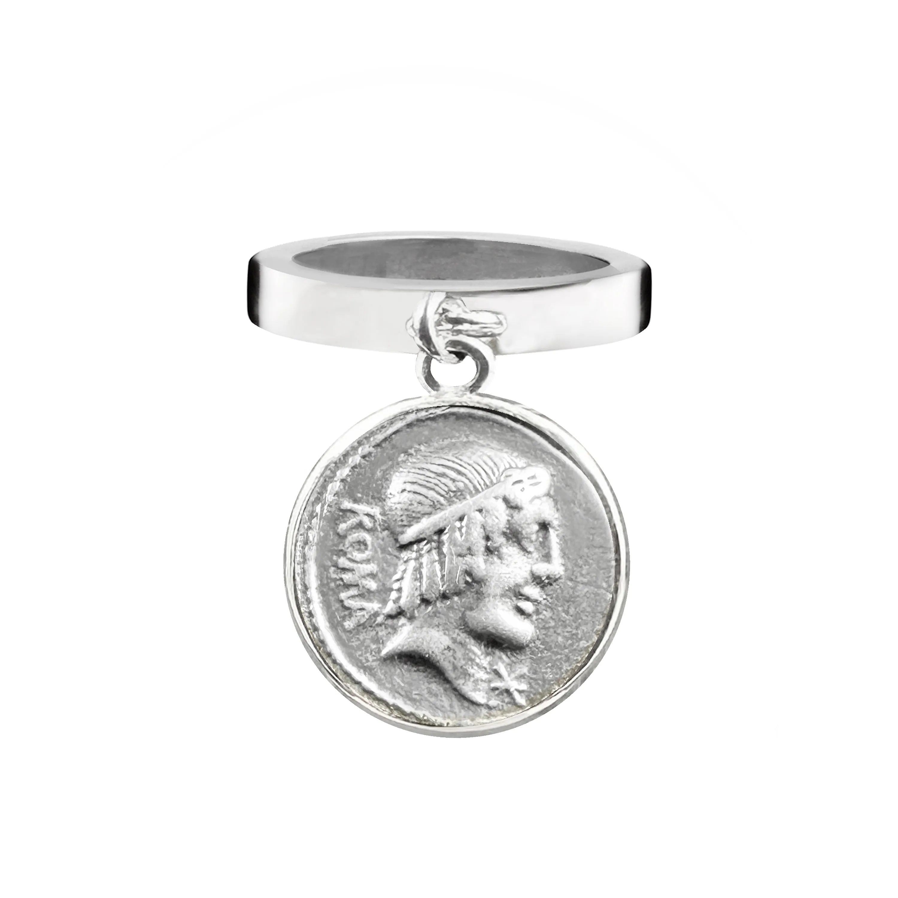 GOD APOLLO Authentic Ancient Roman Coin 127 BC Silver Ring