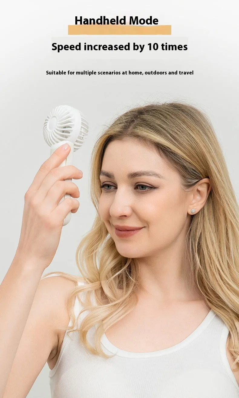 Handheld Fan Portable Silicone Handle Fixed Neck Mini