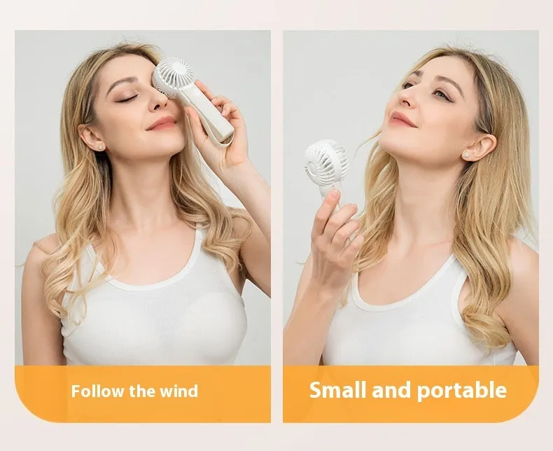 Handheld Fan Portable Silicone Handle Fixed Neck Mini