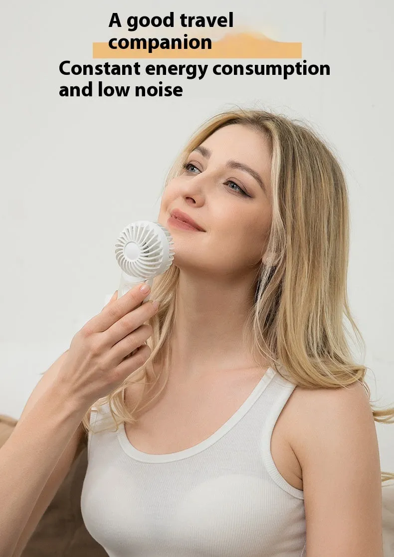 Handheld Fan Portable Silicone Handle Fixed Neck Mini