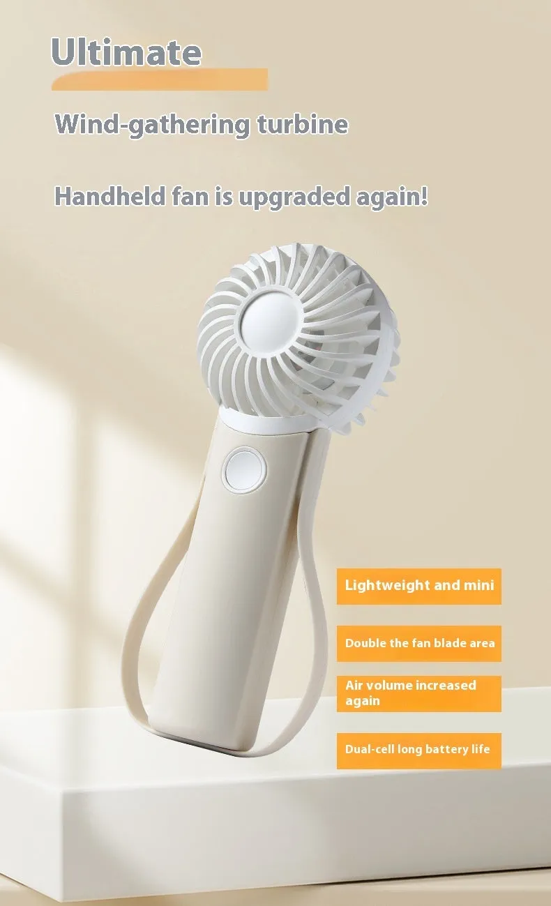 Handheld Fan Portable Silicone Handle Fixed Neck Mini