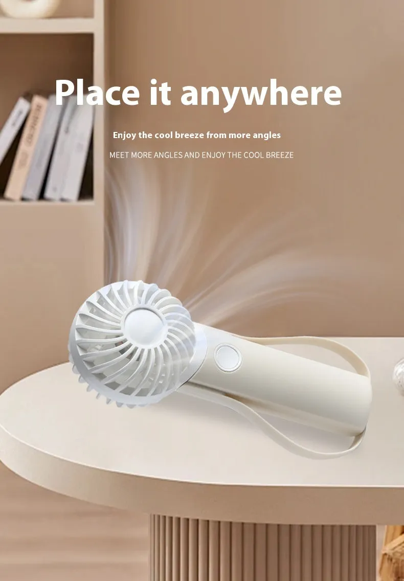 Handheld Fan Portable Silicone Handle Fixed Neck Mini