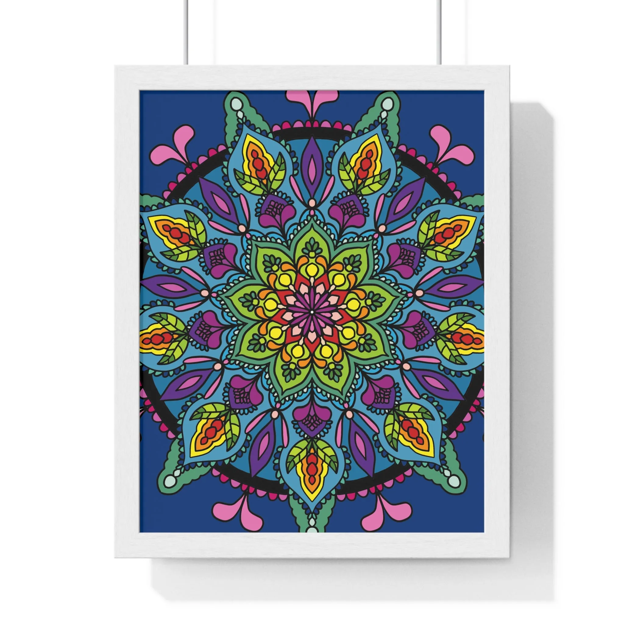 Handmade Blue Mandala Art Vertical Poster