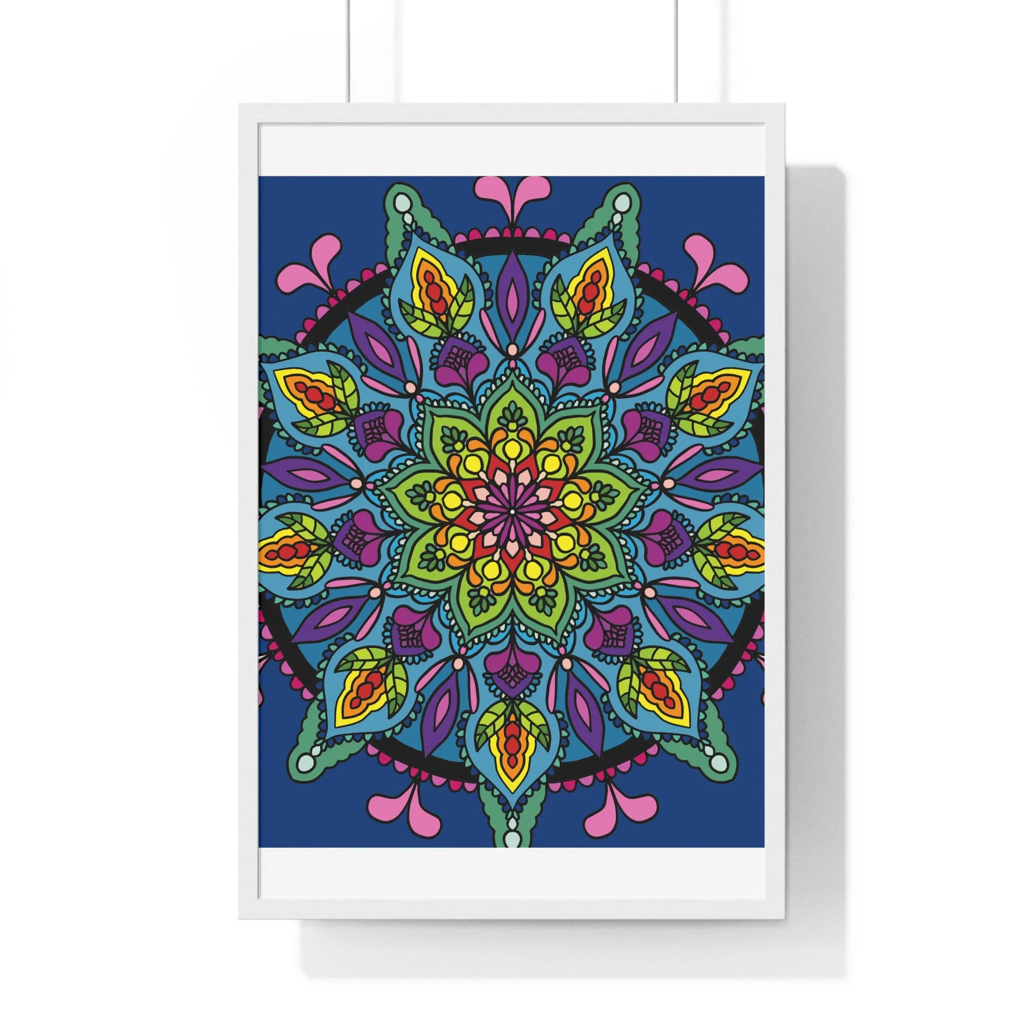 Handmade Blue Mandala Art Vertical Poster