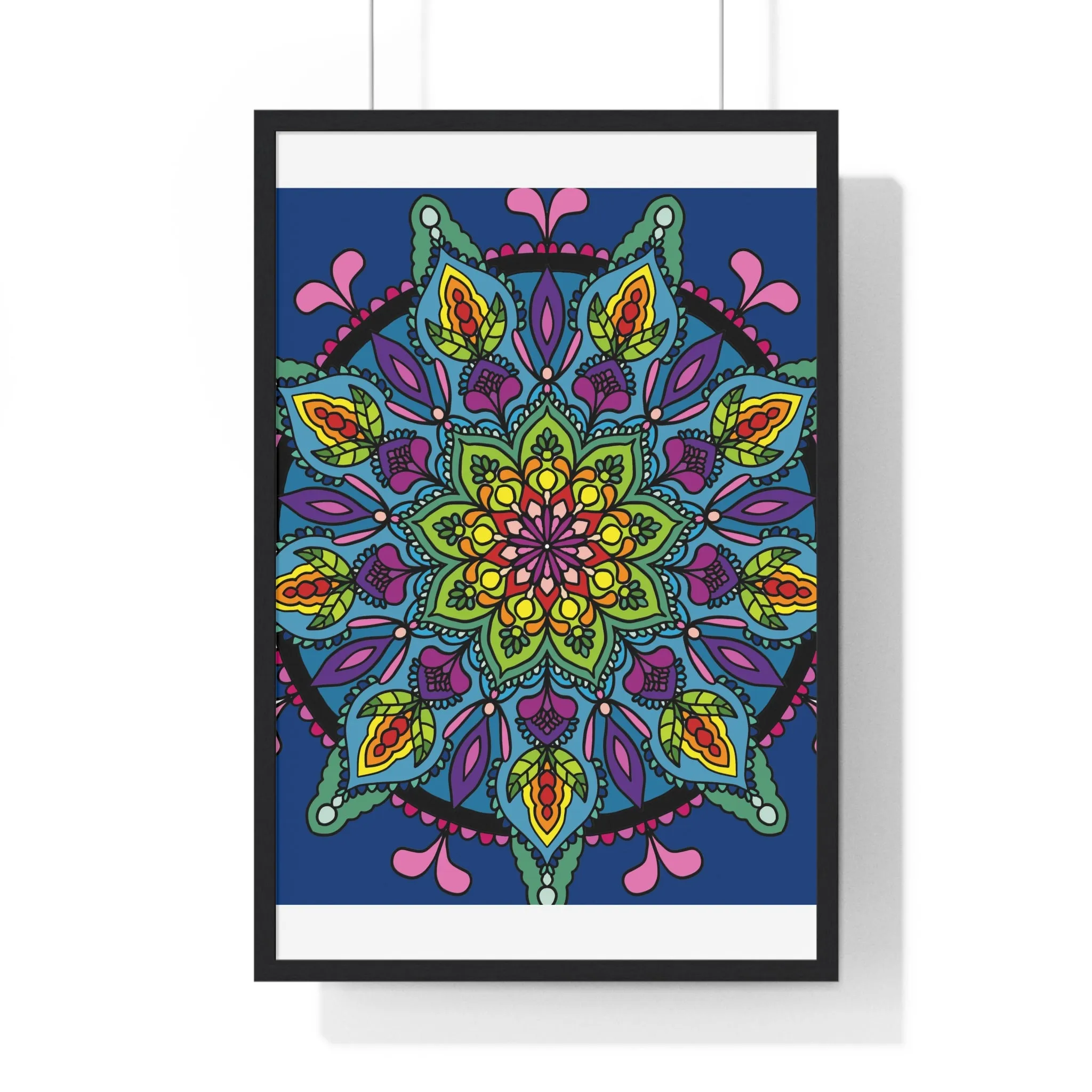 Handmade Blue Mandala Art Vertical Poster