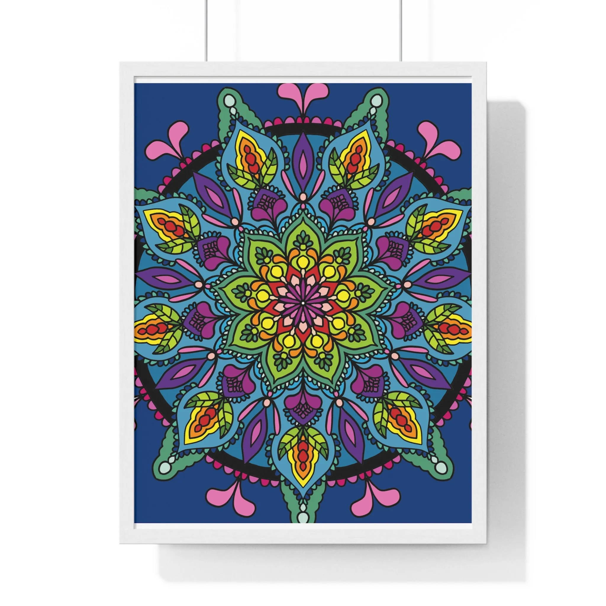 Handmade Blue Mandala Art Vertical Poster