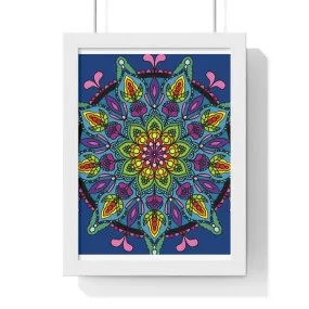Handmade Blue Mandala Art Vertical Poster