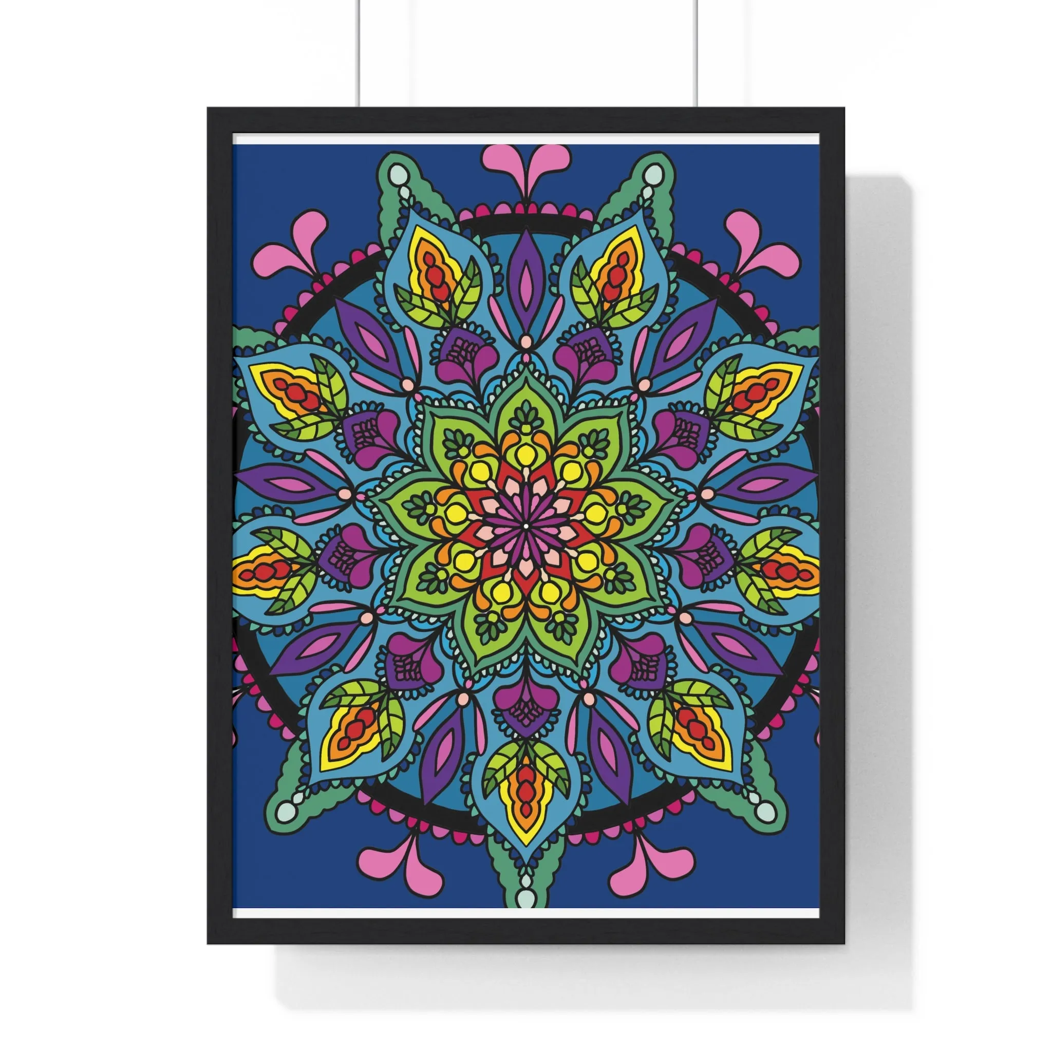 Handmade Blue Mandala Art Vertical Poster
