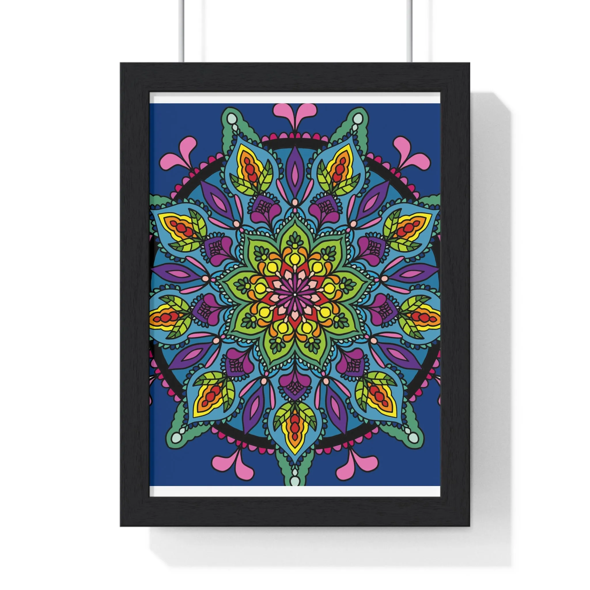 Handmade Blue Mandala Art Vertical Poster