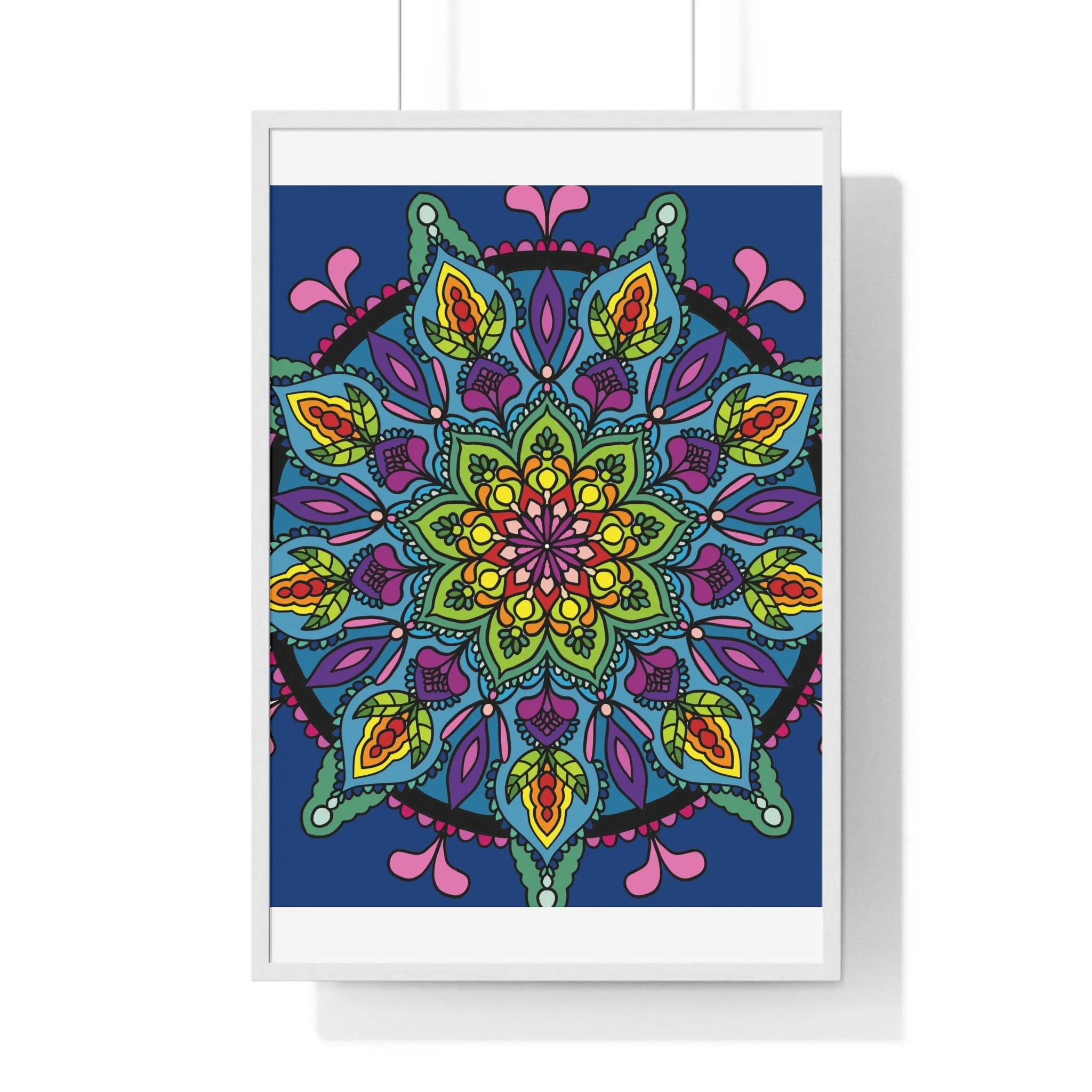 Handmade Blue Mandala Art Vertical Poster
