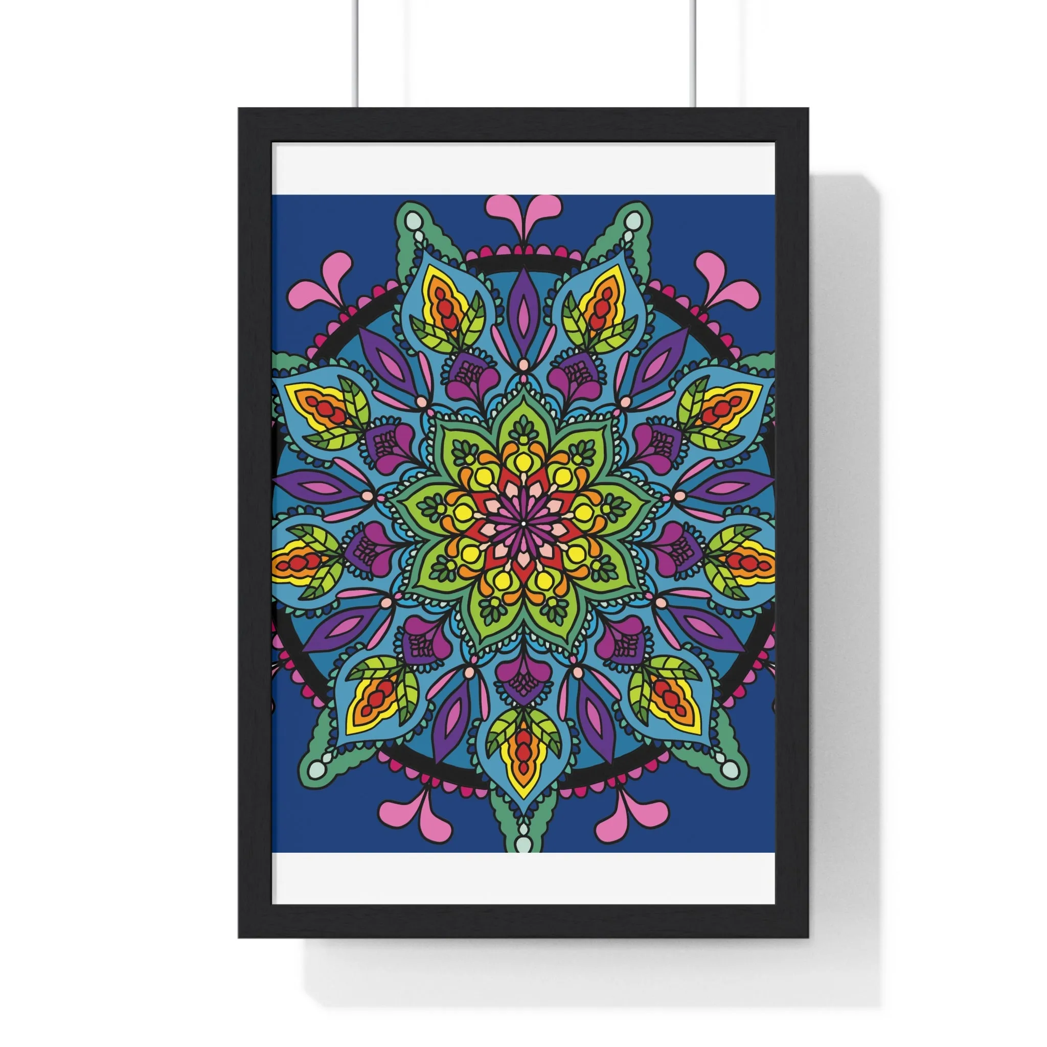 Handmade Blue Mandala Art Vertical Poster