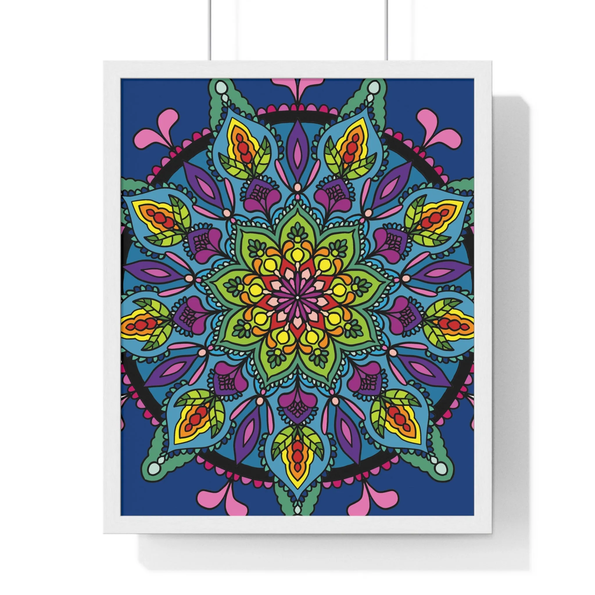 Handmade Blue Mandala Art Vertical Poster
