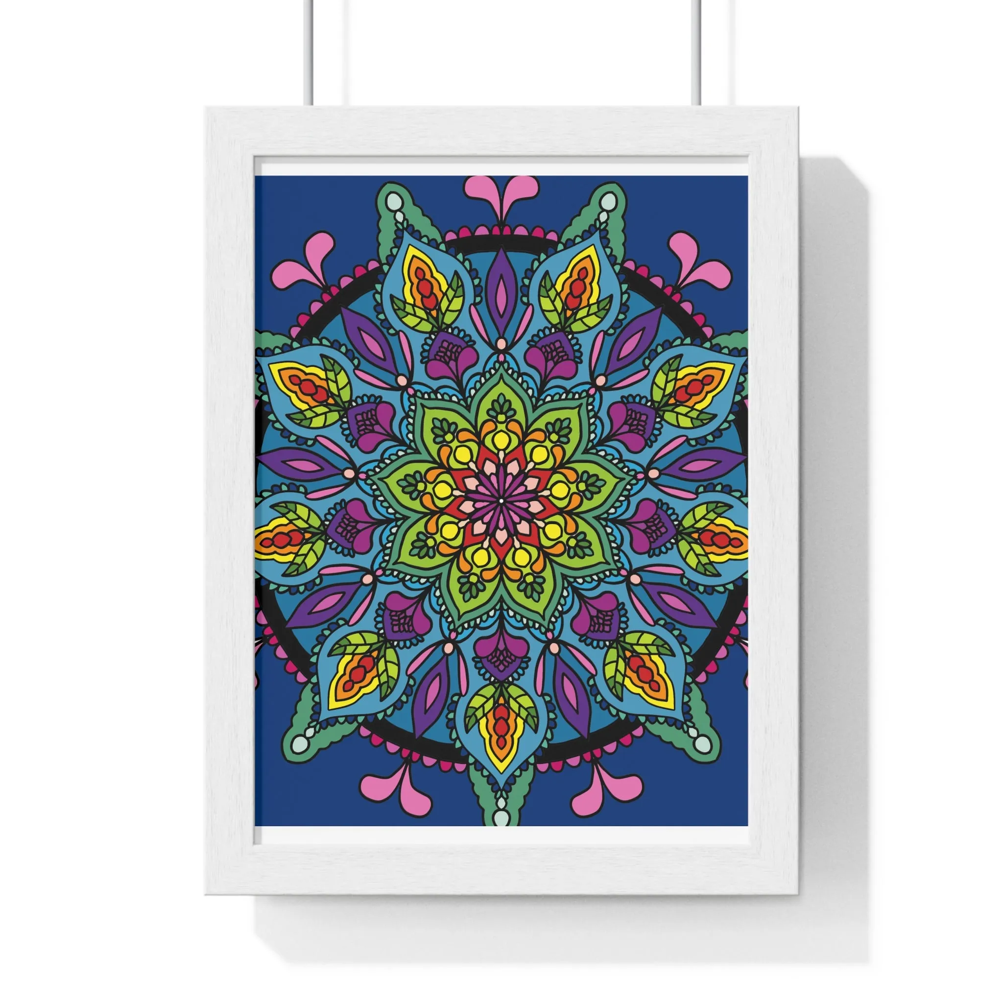 Handmade Blue Mandala Art Vertical Poster